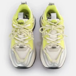 Clearance BUFFALO Triplet Lace Baskets Basses Vegane/Citron Vert Creme