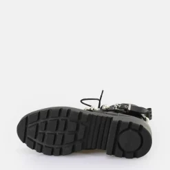 Hot BUFFALO Wave Pearl Laceup Mid Bottes Vegan Noir