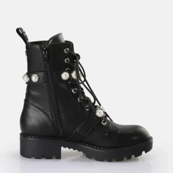 Hot BUFFALO Wave Pearl Laceup Mid Bottes Vegan Noir